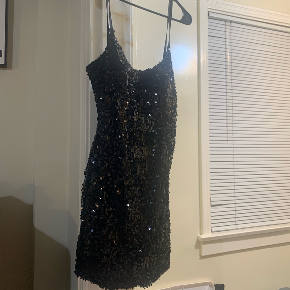 Brand New Sequin Night Club Glam Black Mini Short Dress